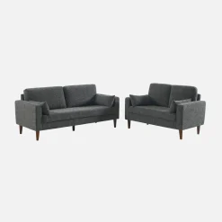 3-Sitzer Sofa mit Heveaholz und Chenille-Bezug