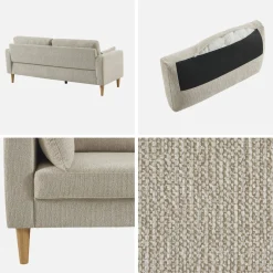 3-Sitzer Sofa mit Heveaholz und Chenille-Bezug