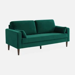 3-Sitzer Sofa mit Samtbezug und Holzbeinen