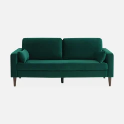 3-Sitzer Sofa mit Samtbezug und Holzbeinen
