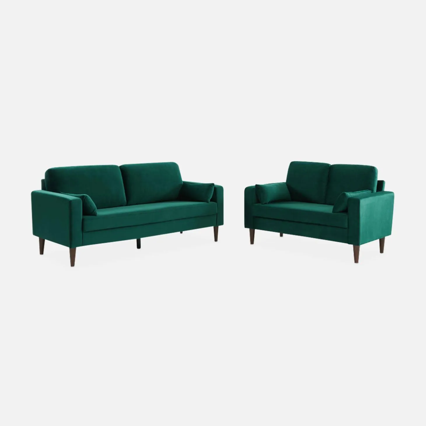 3-Sitzer Sofa mit Samtbezug und Holzbeinen