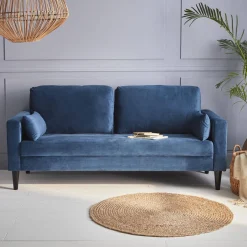 3-Sitzer Sofa mit Samtbezug und Holzbeinen