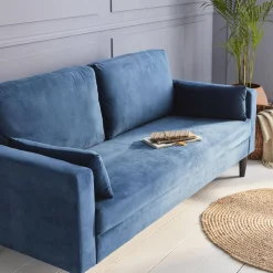 3-Sitzer Sofa mit Samtbezug und Holzbeinen