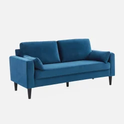 3-Sitzer Sofa mit Samtbezug und Holzbeinen