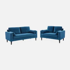 3-Sitzer Sofa mit Samtbezug und Holzbeinen