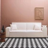 3-Sitzer-Sofa mit Schlaffunktion, cremeweißer Bouclébezug