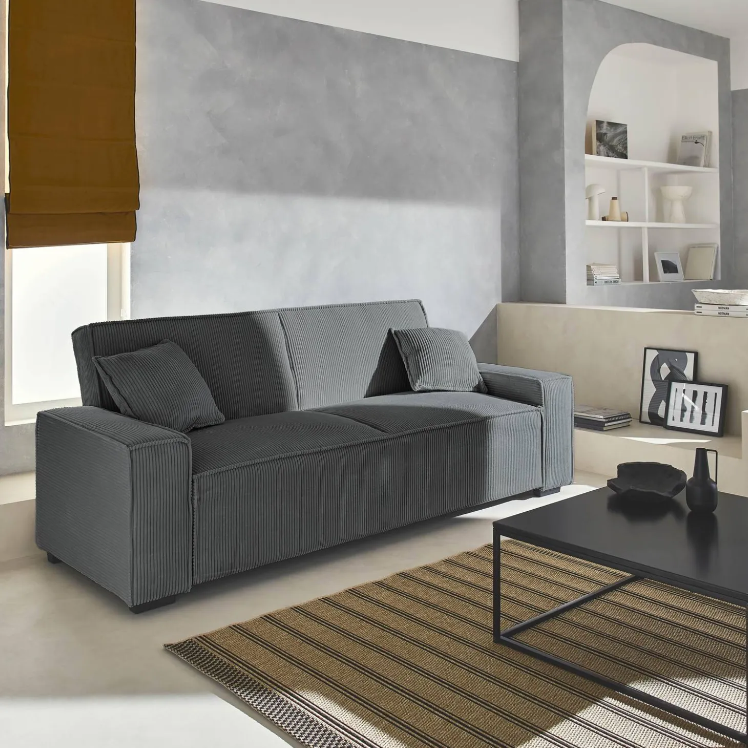 3-Sitzer-Sofa mit Schlaffunktion und Cordbezug