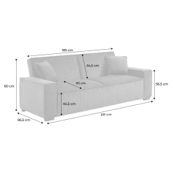3-Sitzer-Sofa mit Schlaffunktion und Cordbezug