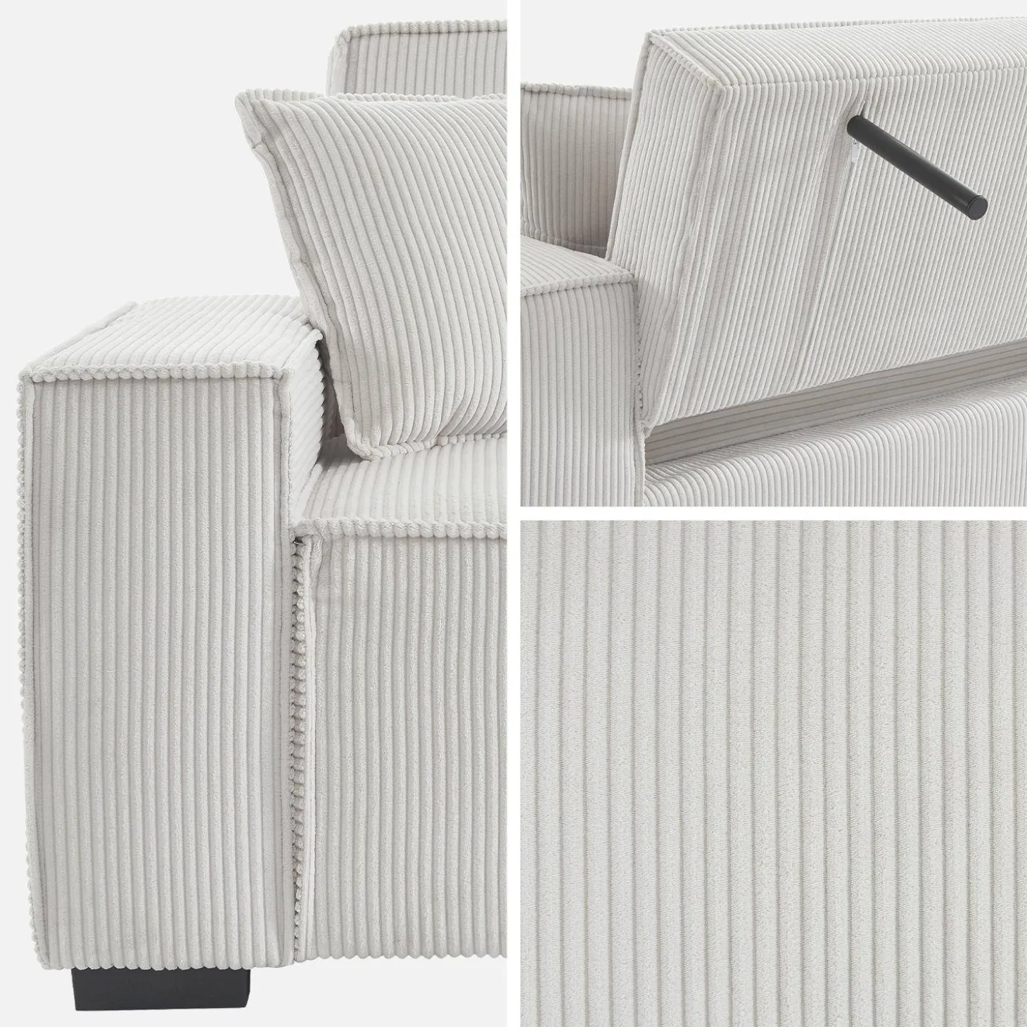 3-Sitzer-Sofa mit Schlaffunktion und Cordbezug