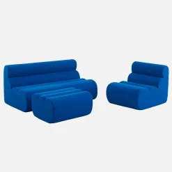 2-Sitzer Sofa mit Sessel und Hocker