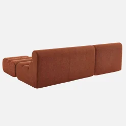 2-Sitzer-Sofa mit Sessel und Hocker, strukturierter Bouclé-Bezug