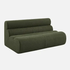 2-Sitzer-Sofa mit Sessel und Hocker, strukturierter Bouclé-Bezug