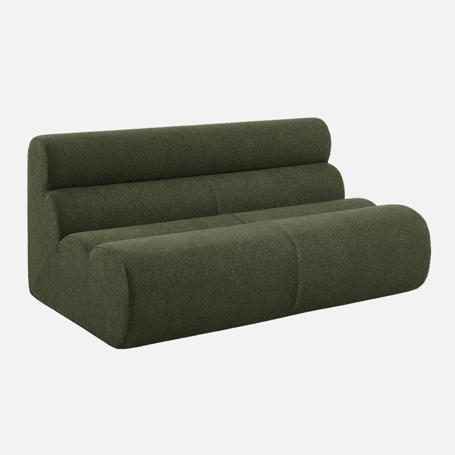 2-Sitzer-Sofa mit Sessel und Hocker, strukturierter Bouclé-Bezug