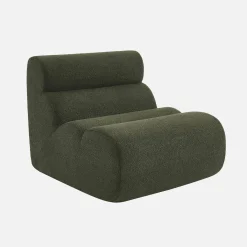 2-Sitzer-Sofa mit Sessel und Hocker, strukturierter Bouclé-Bezug