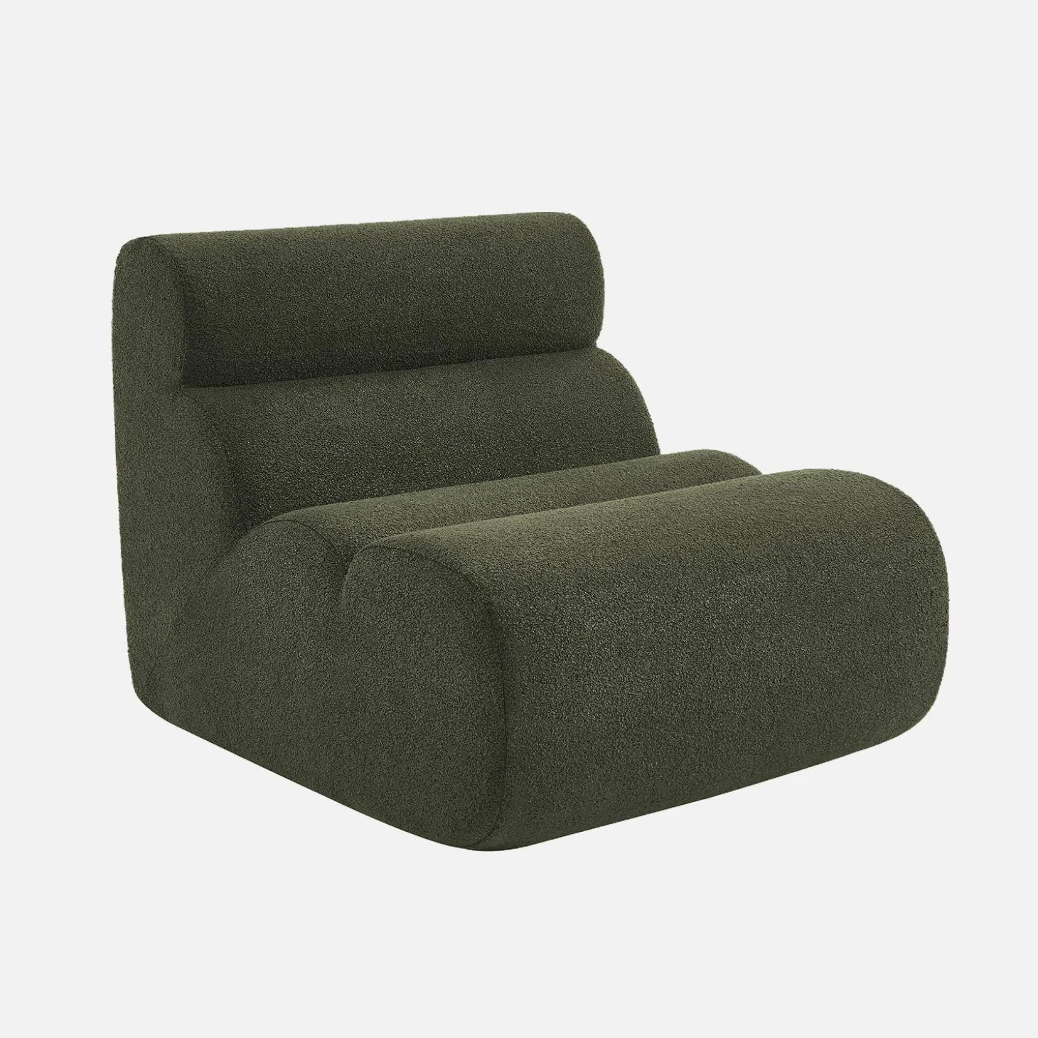 2-Sitzer-Sofa mit Sessel und Hocker, strukturierter Bouclé-Bezug