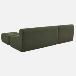 2-Sitzer-Sofa mit Sessel und Hocker, strukturierter Bouclé-Bezug