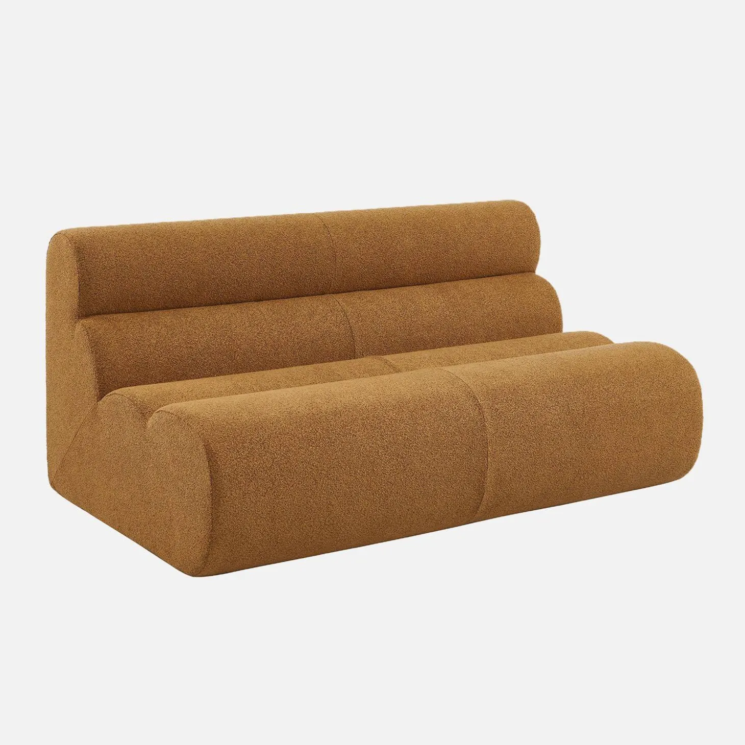 2-Sitzer-Sofa mit Sessel und Hocker, strukturierter Bouclé-Bezug