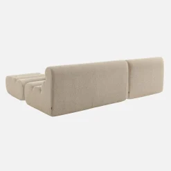 2-Sitzer-Sofa mit Sessel und Hocker, strukturierter Bouclé-Bezug