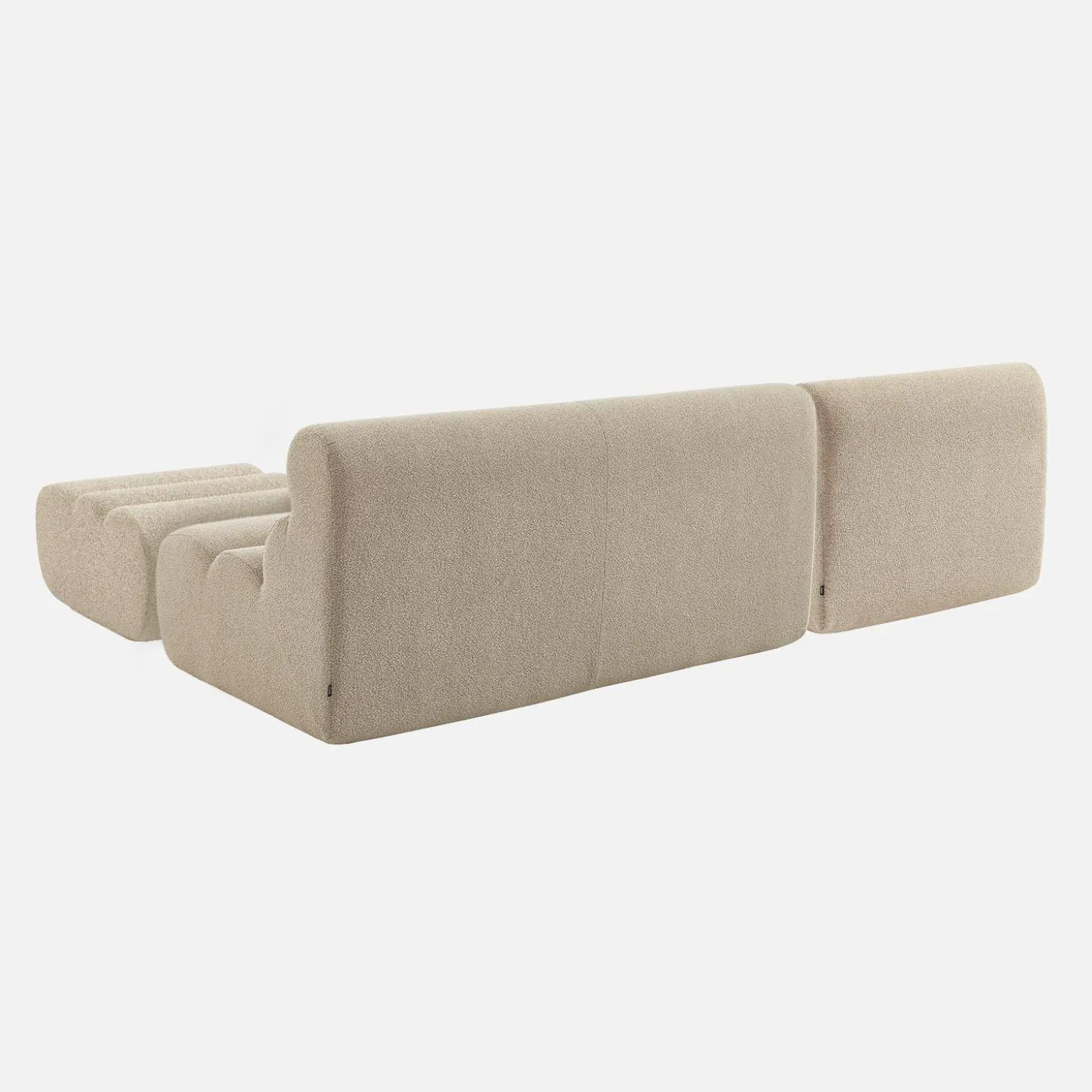 2-Sitzer-Sofa mit Sessel und Hocker, strukturierter Bouclé-Bezug