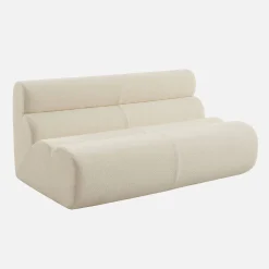 2-Sitzer-Sofa mit Sessel und Hocker, strukturierter Bouclé-Bezug