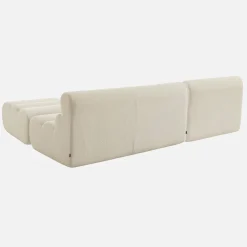 2-Sitzer-Sofa mit Sessel und Hocker, strukturierter Bouclé-Bezug