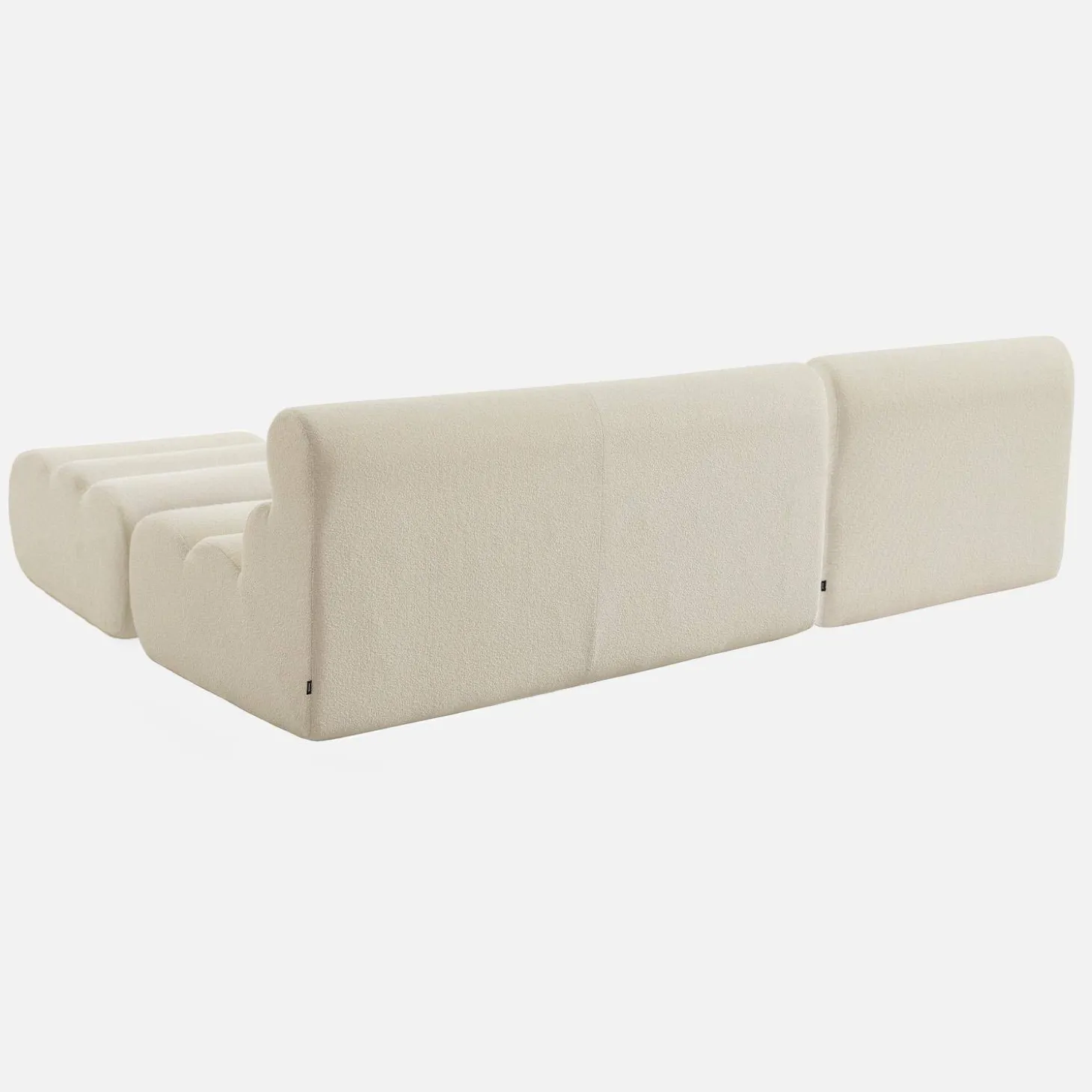 2-Sitzer-Sofa mit Sessel und Hocker, strukturierter Bouclé-Bezug