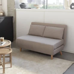 2-Sitzer-Sofa mit Stoffbezug, Holzfüße