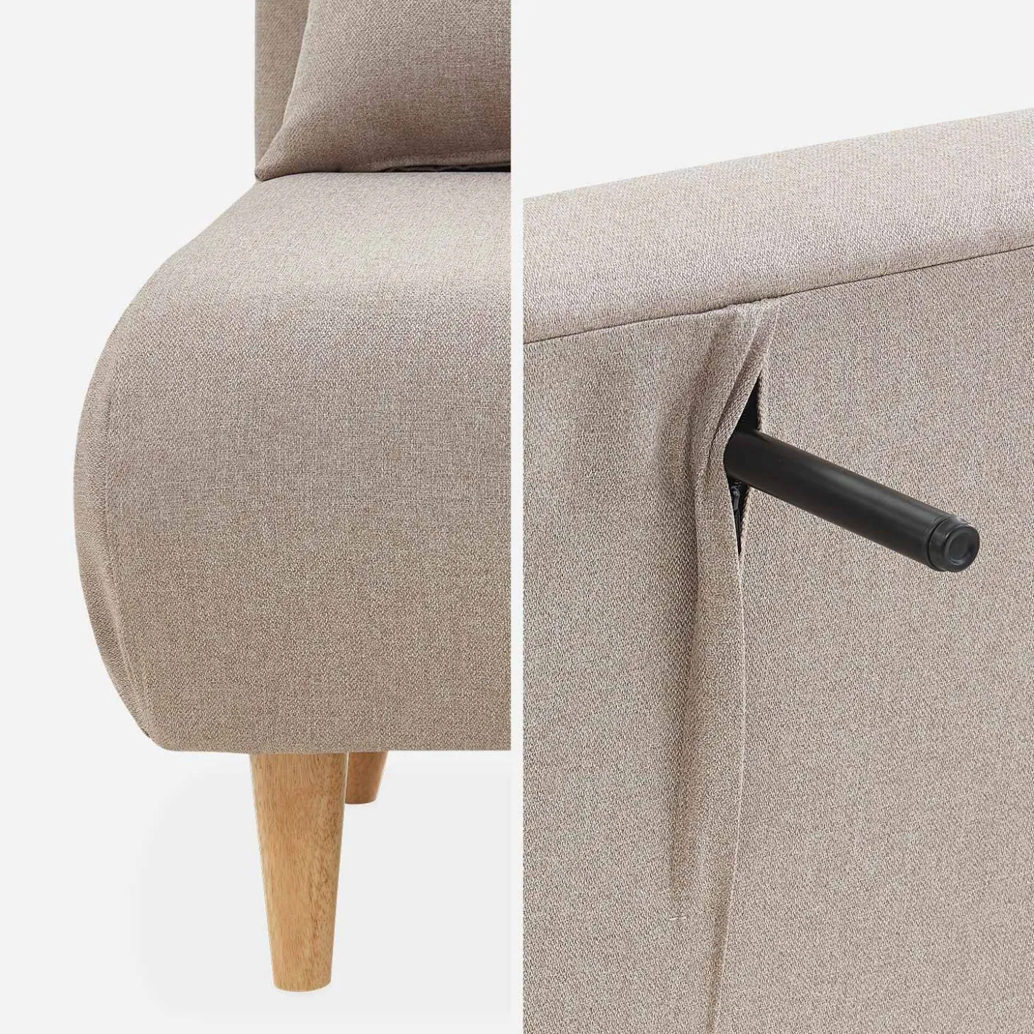 2-Sitzer-Sofa mit Stoffbezug, Holzfüße
