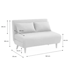 2-Sitzer-Sofa mit Stoffbezug, Holzfüße