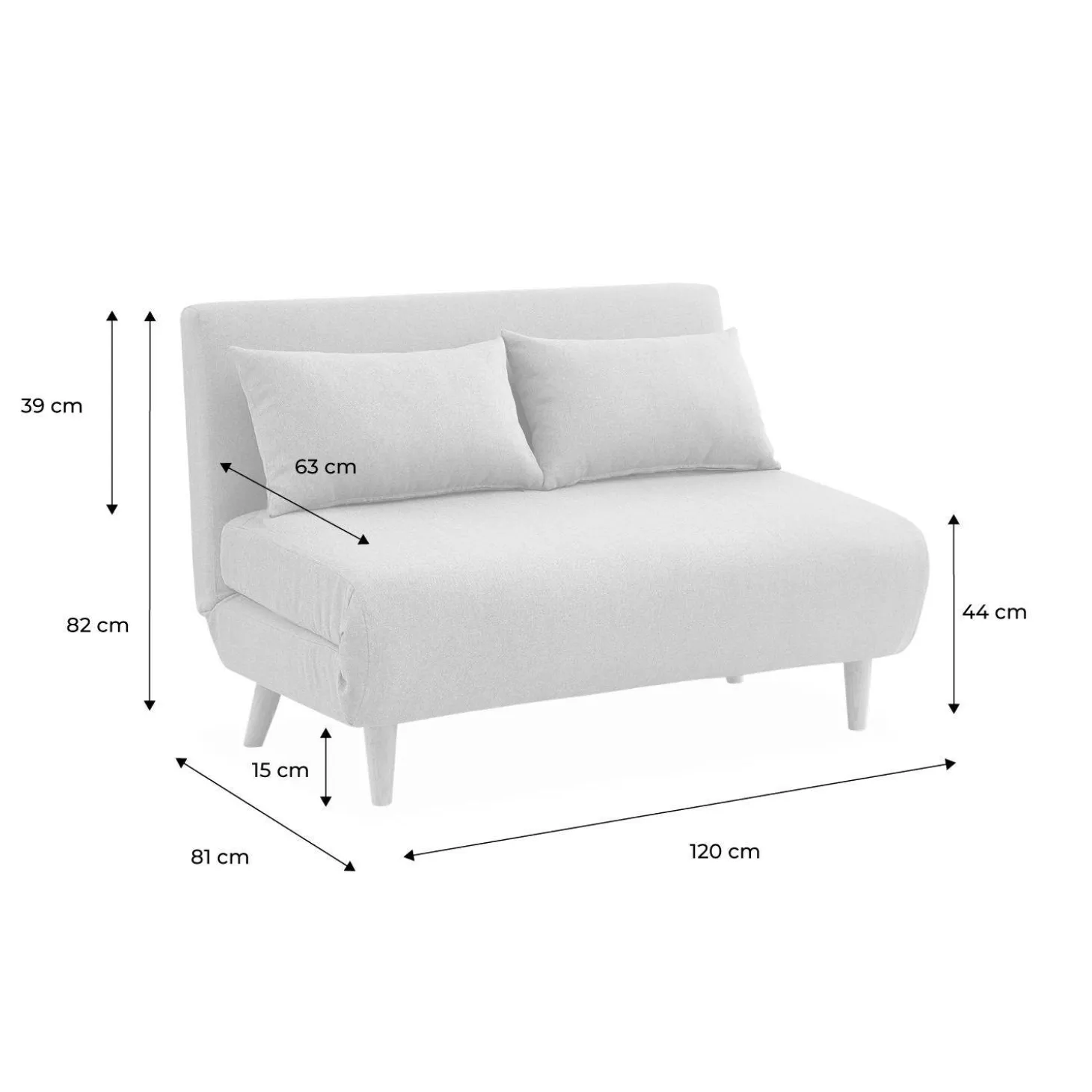 2-Sitzer-Sofa mit Stoffbezug, Holzfüße