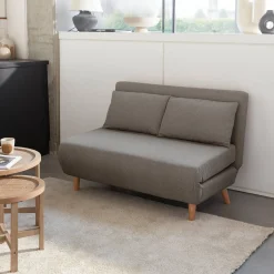 2-Sitzer-Sofa mit Stoffbezug, Holzfüße