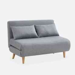 2-Sitzer-Sofa mit Stoffbezug, Holzfüße