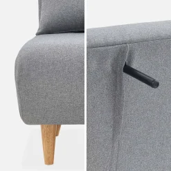 2-Sitzer-Sofa mit Stoffbezug, Holzfüße
