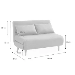 2-Sitzer-Sofa mit Stoffbezug, Holzfüße