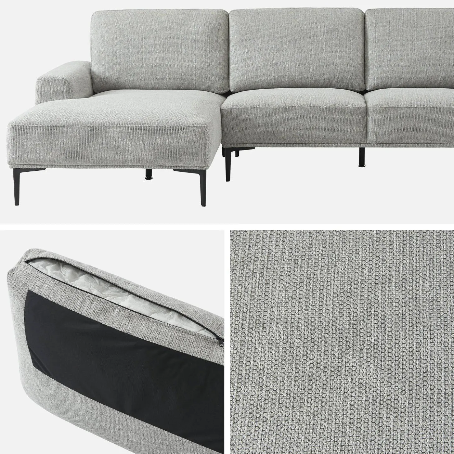 3-Sitzer-Sofa mit Stoffbezug - Recamiere links