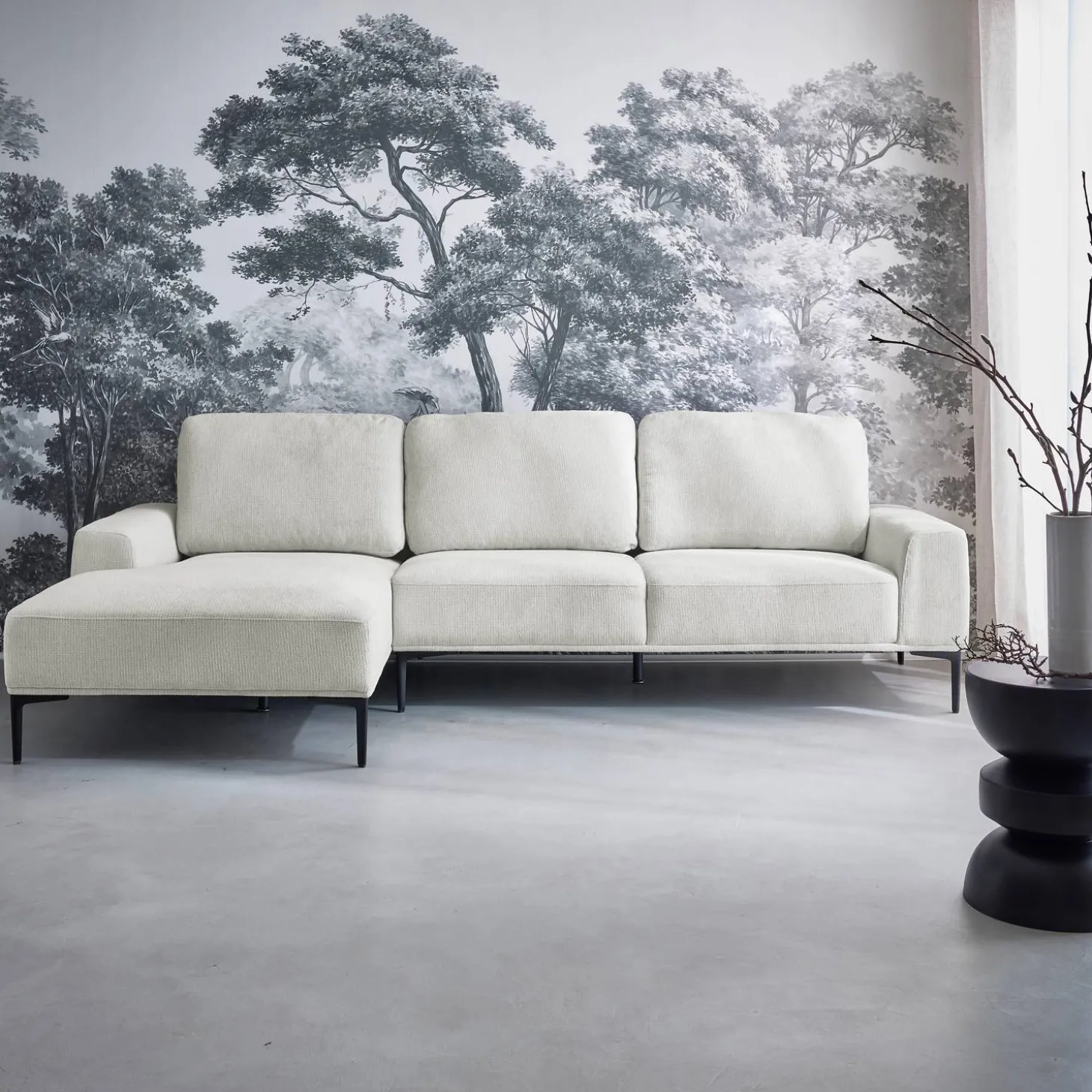 3-Sitzer-Sofa mit Stoffbezug - Recamiere links