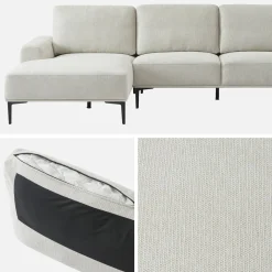 3-Sitzer-Sofa mit Stoffbezug - Recamiere links