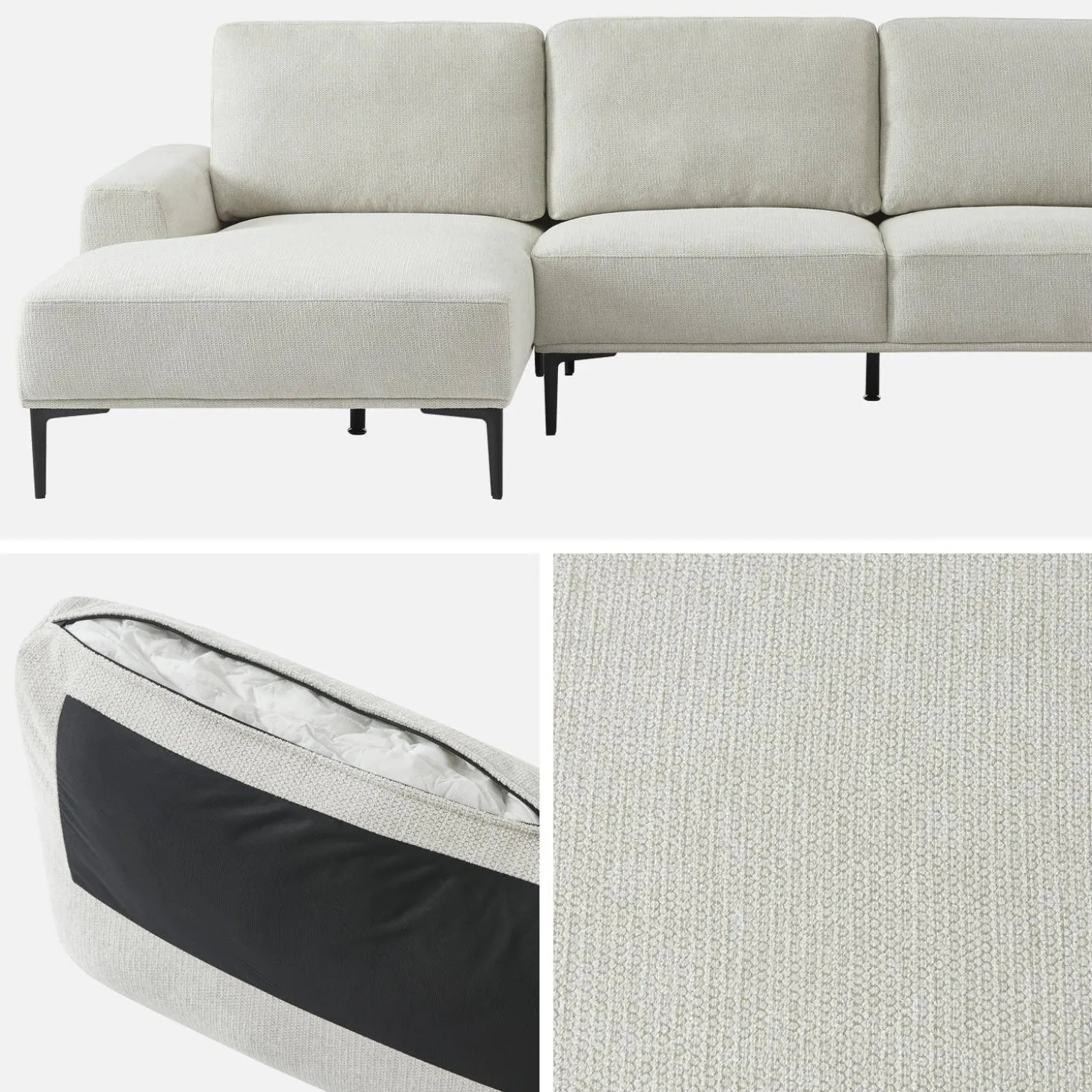 3-Sitzer-Sofa mit Stoffbezug - Recamiere links