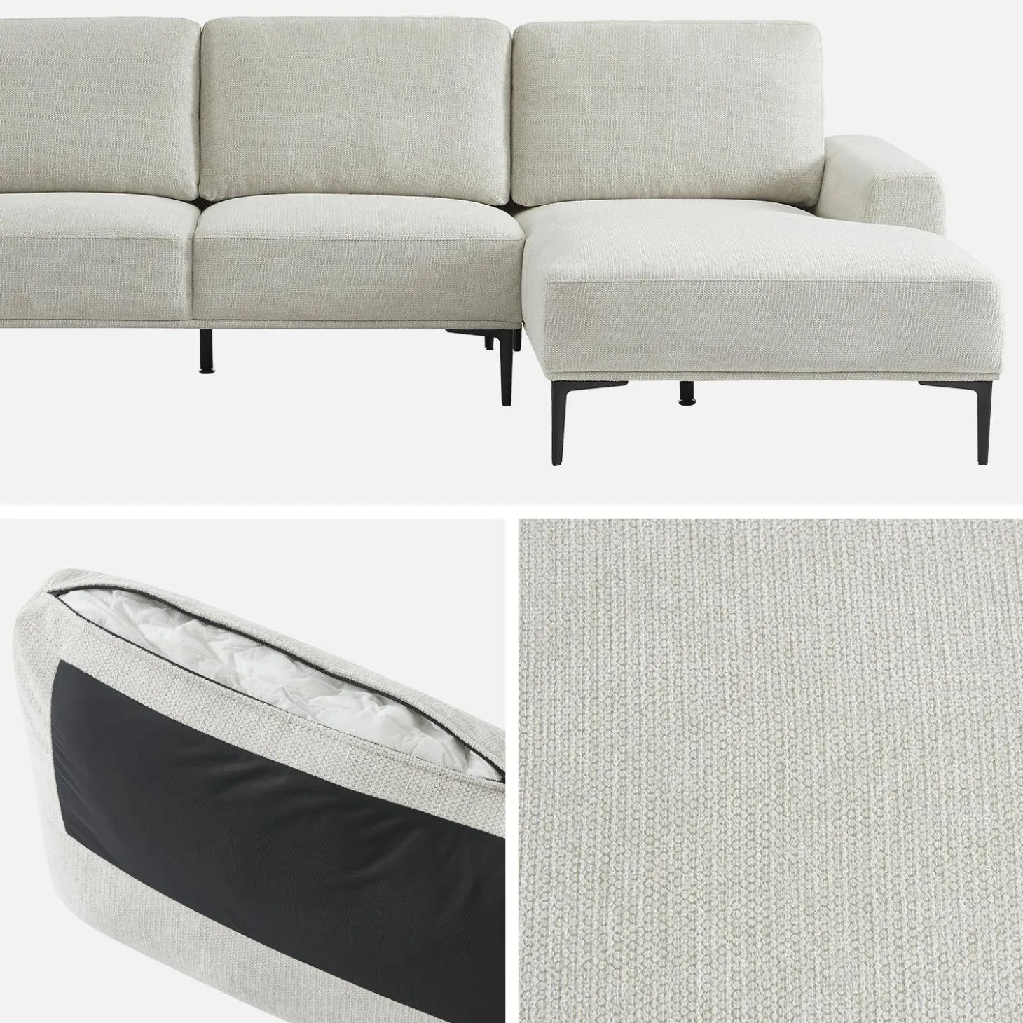 3-Sitzer-Sofa mit Stoffbezug - Recamiere rechts