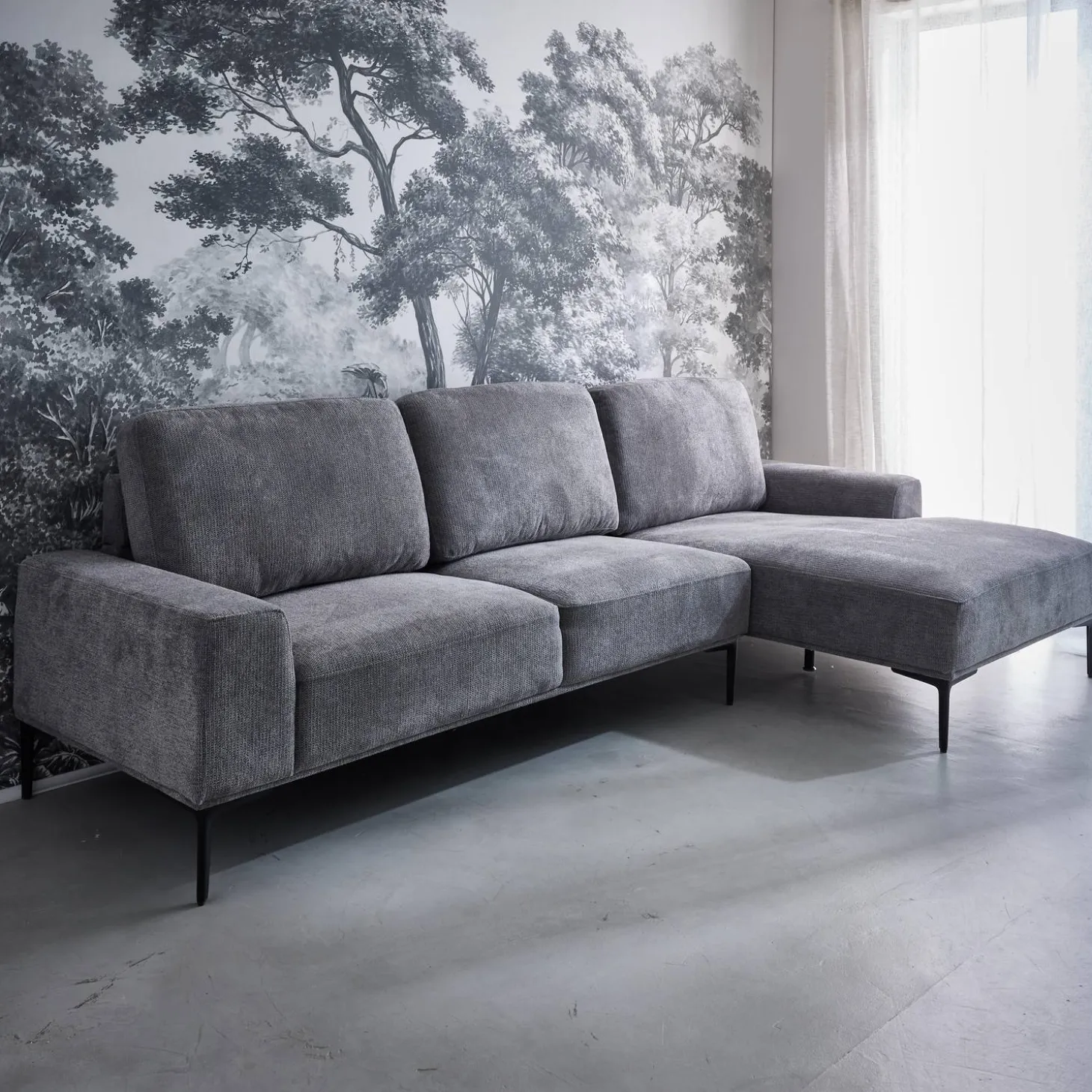 3-Sitzer-Sofa mit Stoffbezug - Recamiere rechts