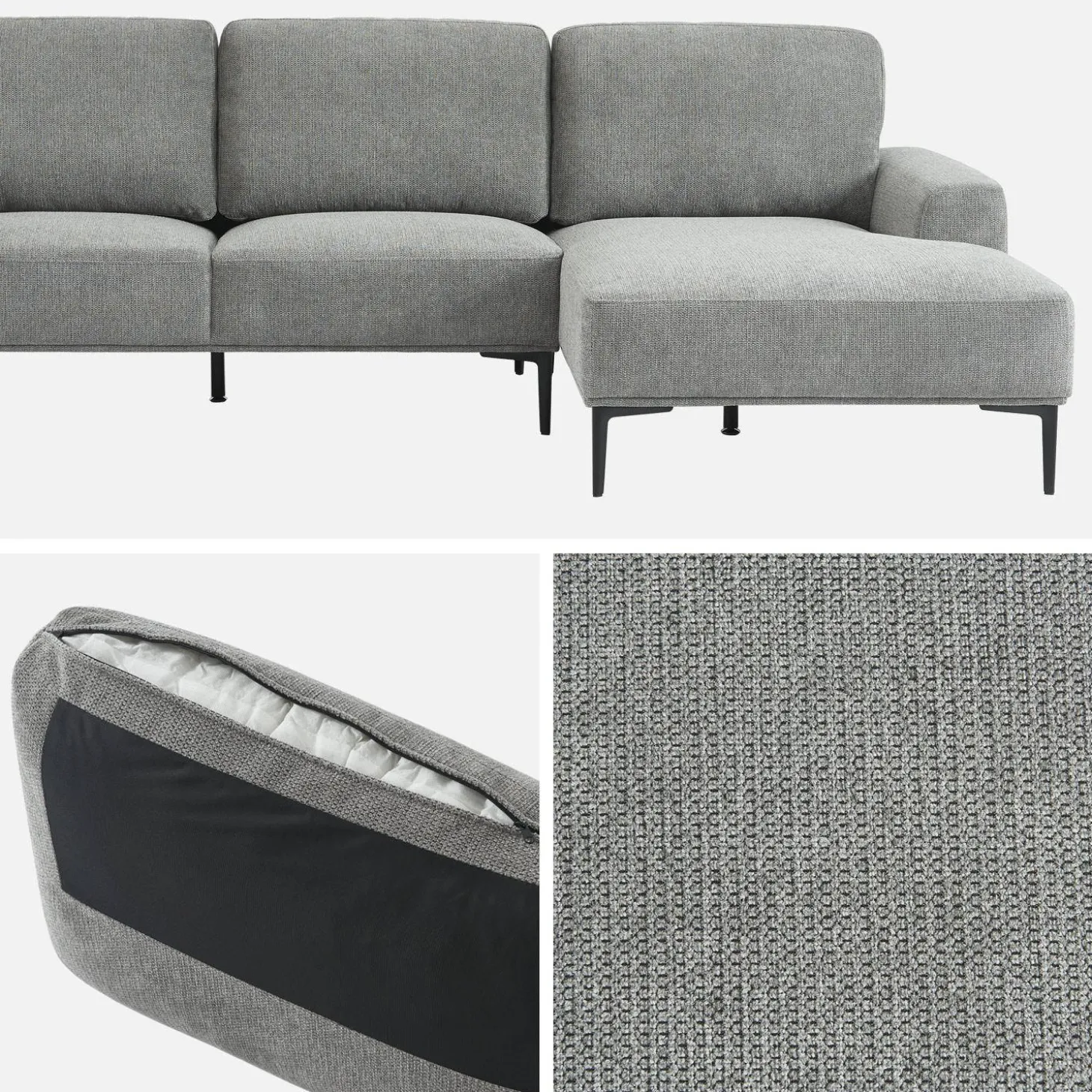 3-Sitzer-Sofa mit Stoffbezug - Recamiere rechts