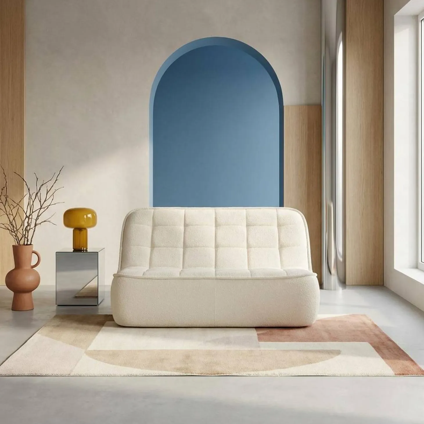 2-Sitzer Sofa mit strukturiertem Bouclé-Bezug