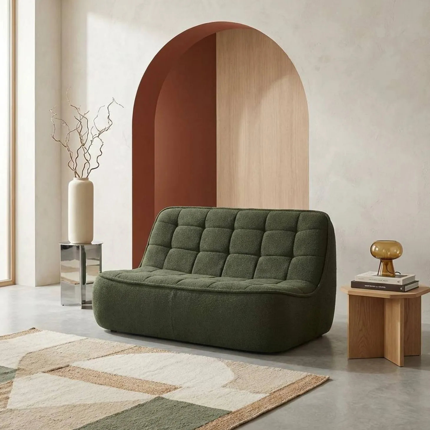 2-Sitzer Sofa mit strukturiertem Bouclé-Bezug