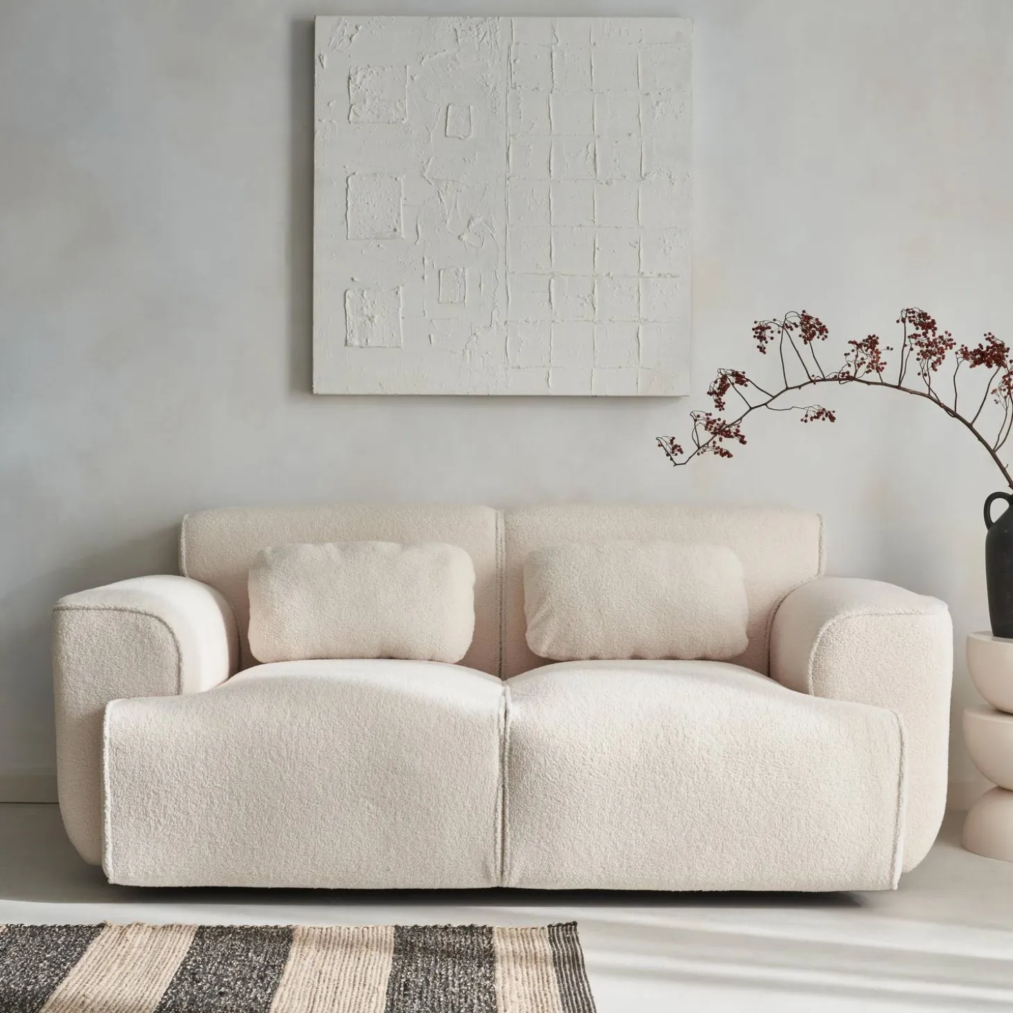 2-Sitzer-Sofa mit Teddy Bouclé-Bezug