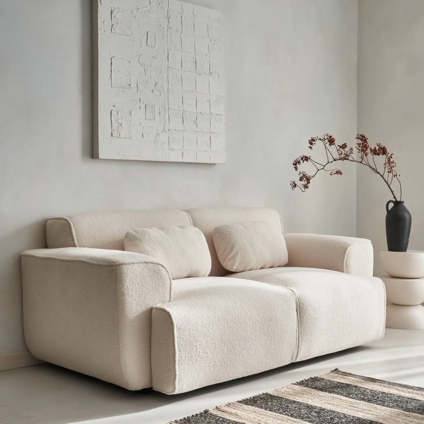 2-Sitzer-Sofa mit Teddy Bouclé-Bezug