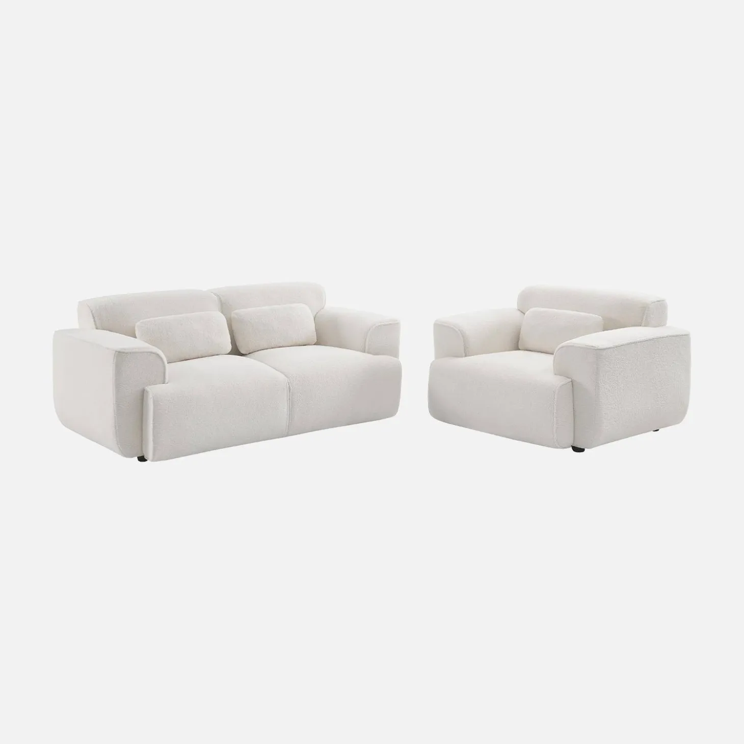 2-Sitzer-Sofa mit Teddy Bouclé-Bezug