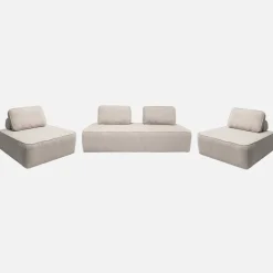 2-Sitzer Sofa und 2 Sessel mit Bouclé-Bezug für ein modulares Sofa
