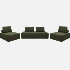 2-Sitzer Sofa und 2 Sessel mit Bouclé-Bezug für ein modulares Sofa