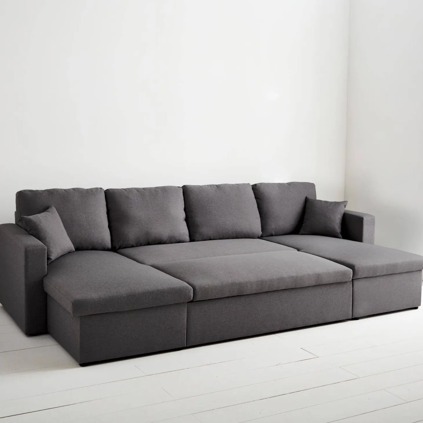 4-Sitzer Wohnlandschaft, mit Schlaffunktion und Stoffbezug