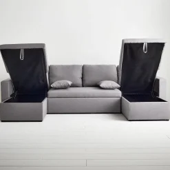 4-Sitzer Wohnlandschaft, mit Schlaffunktion und Stoffbezug